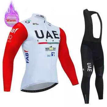 2023 Uae Team Winter Thermal Велосипедная флисовая майка комплект новая одежда для горного велосипеда Maillot Ropa Ciclismo с длинным рукавом Велосипедная одежда XXS