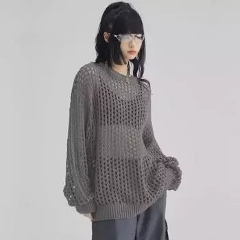 2023 Унисекс Повседневный свитер с круглым вырезом и ажурным узором L белый