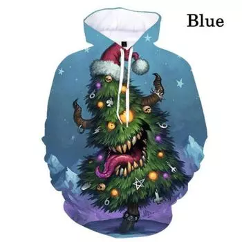 2023 Унисекс Смешные 3D Печатные Рождественские Графические Толстовки Модные Топы S
