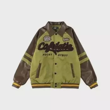 2023 Унисекс Винтаж Бейсбольная Куртка с Кожаной Строчкой Niche для Весны и Осени S