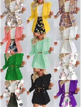 2023 Весна и лето Женский элегантный узкий комплект из двух предметов с короткой юбкой в европейском/американском стиле M фиолетовый