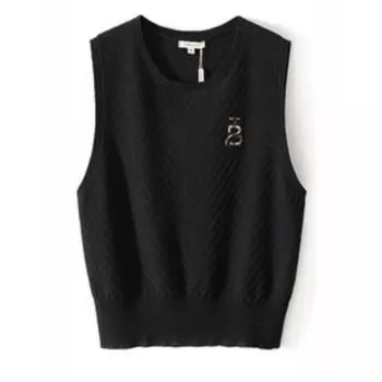 2023 Весна и Осень Повседневный Универсальный Облегающий Свитер-Белье Crewneck vest-Black 2XL