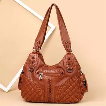 2023 Винтажные женские сумки Дизайнерские сумки через плечо Женские сумки с ручками сверху Модные женские кошельки-мессенджеры Sac A Main коричневый