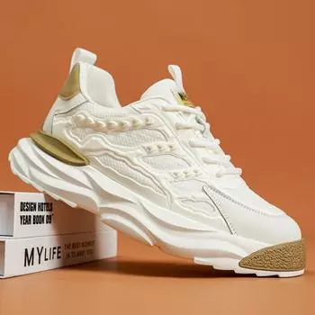 2023 весенняя новая мужская обувь, трендовая повседневная спортивная обувь, дышащая студенческая обувь с сетчатой поверхностью 100, увеличивающая размер, обувь для папы 39