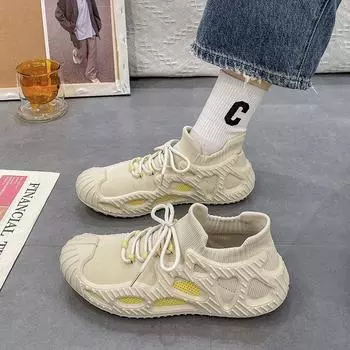 2023 весна и лето, новые летающие тканые женские туфли, спортивная обувь, женская дышащая студенческая повседневная обувь, женские резиновые туфли с низким берцем 36 чёрный