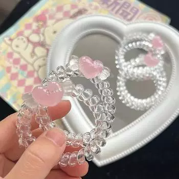 2023 Y2K кольцо для волос со звездой для женщин и девочек, милые желейные пентаграммы, телефонная линия, веревка для волос, корейские эластичные ленты для волос, подарки друзьям розовый