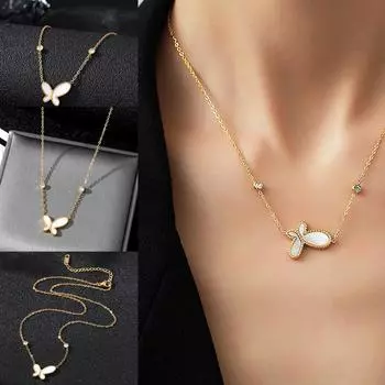 2023 Y2K Модное Простое Ожерелье Роскошное Ожерелье Для Девочек-Бабочек Модное Очаровательное Темпераментное Ожерелье Вечерние Универсальные Сексуальные Белые Свитера-Бабочки Цепи золотой