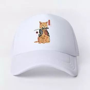 2023 Японское аниме Cat Повседневная простая сетчатая бейсболка Регулируемые шляпы Snapback для женщин Унисекс Хип-хоп Рекламная белая кепка 54-60cm
