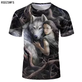2023 забавная новейшая крутая футболка с 3D принтом Harajuku Wolf для мужчин и женщин, летние топы с короткими рукавами, красивая футболка, модные футболки с животными 2XL