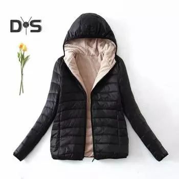 2023 женская хлопковая куртка с капюшоном, облегающая однотонная однотонная куртка с карманами на молнии, стильная теплая универсальная верхняя одежда, пальто M темно-синий