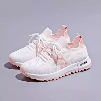 2023 женская обувь, новая летняя тонкая дышащая повседневная спортивная обувь на низком каблуке, сетчатая обувь на мягкой подошве 35 красный