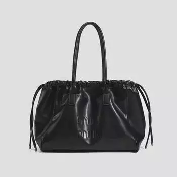 2023 Женская роскошная мягкая кожаная сумка через плечо с завязками - вместительный плиссированный дизайн чёрный
