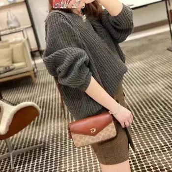 2023 Женская сумка-конверт из кожи с покрытием «три в одном» в стиле пэчворк через плечо и почтальонка 21*12*3 cm