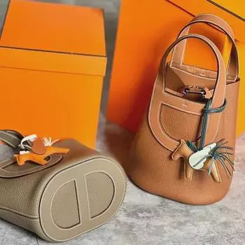 2023 Женская сумка-ведро большой вместимости Pig Nose, первый слой из коровьей кожи, стиль Commuter