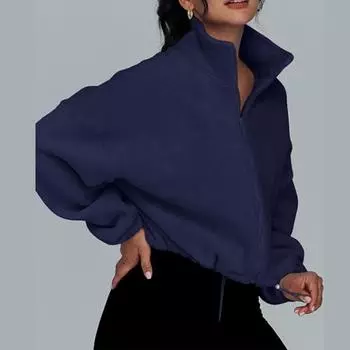 2023 Женская свободная толстовка-кардиган с воротником-стойкой на молнии, осень/зима XL