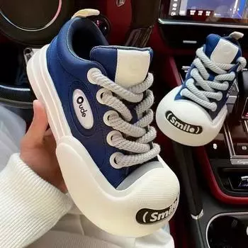 2023 Женская вулканизированная обувь. Новая роскошная дизайнерская спортивная обувь на платформе со шнуровкой. Удобная повседневная обувь для улицы. Женская обувь. 35 чёрный