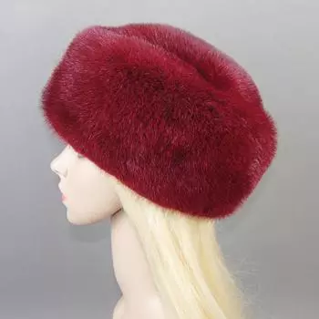 2023 женская зимняя элегантная европейская и американская модная женская шапка из натурального норкового меха, шапка из 100% натурального натурального меха норки 55cm-57cm вино красного