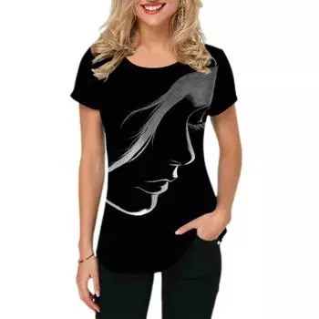 2023 Женские футболки с абстрактной живописью Графические футболки Топы с короткими рукавами Модельер Apparle Летние женские футболки Новые XL