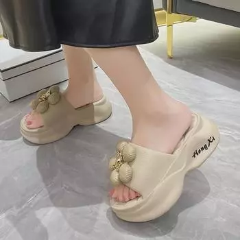 2023 Женские модные нескользящие тапочки на толстой подошве для дома и улицы, зимняя одежда 36-37