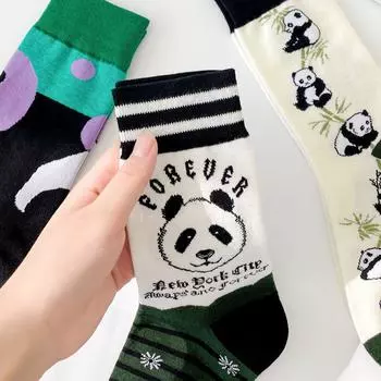 2023 женские модные зеленые носки средней длины с рисунком гигантской панды и штанами в виде акулы One Size
