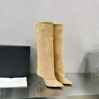 2023 Женские замшевые ботинки с кристаллами 35 бежевый