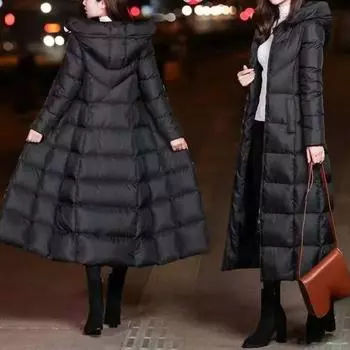 2023 женские зимние холодные пальто, длинные парки, теплая пуховая базовая куртка, модная верхняя одежда с хлопковой подкладкой, женское ветрозащитное пальто с капюшоном S чёрный