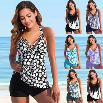 2023 Женский бикини с высокой талией, комплект из двух предметов, комплект бикини, сексуальная пляжная одежда, купальный костюм, женский купальник, свободный купальный костюм, новый S тёмно-синий