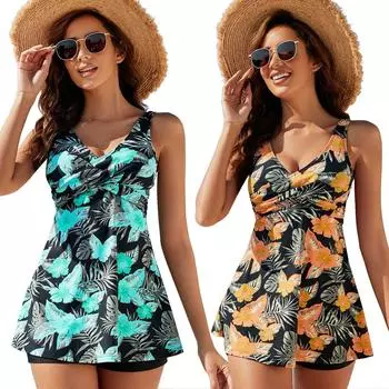 2023 Женский модный купальник из двух частей с принтом, сексуальный купальник с глубоким V-образным вырезом и лямкой M