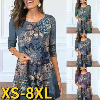 2023 Женский трендовый весенний пуловер с длинным рукавом и круглым вырезом, осенняя винтажная футболка, женская сексуальная тонкая футболка, элегантные свободные топы 6XL