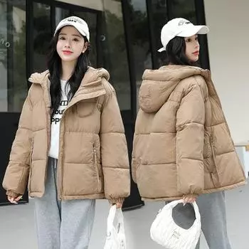 2023 зимнее новое пуховое пальто, женское короткое утолщенное пальто, приталенное пальто, теплое пальто M чёрный