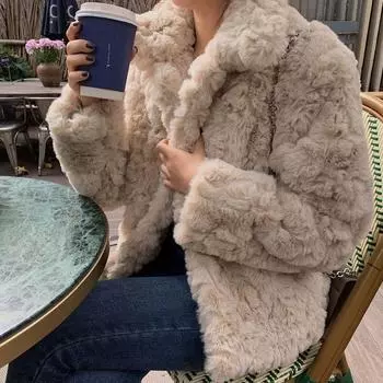 2023 зимнее женское пальто из искусственного кроличьего меха, женская пушистая куртка с лацканами, плюшевое пальто, распродажа с завода S