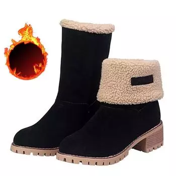 Зимние новые сапоги на высоком каблуке с плюшевой изоляцией для женщин 2025 года 38 зелёный