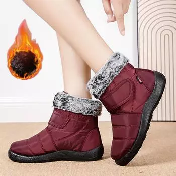 2023 зимние сапоги высокого качества, женские сапоги, обувь для мам, непромокаемые ботильоны, женские непромокаемые теплые меховые сапоги 35 красный