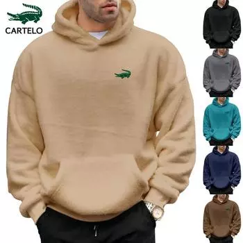 2023 Зимний новый двусторонний флисовый молодежный свитер с логотипом, мужской и женский зимний пуловер из овечьей шерсти, пальто S хаки