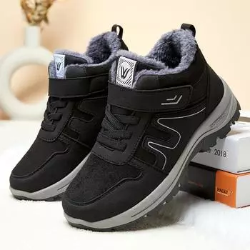 2023 зимняя хлопковая обувь, мужские флисовые теплые зимние ботинки для пар, удобные хлопковые ботинки на липучке, обувь 42