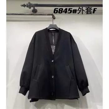 2023mi-ai Female Spring & Fall New Arrival European Version Casual Atmosphere Loose V Neck Back Zipper Color No Go Big Gu Shang Black One size((45.00 kg-75.00 kg good to wear))