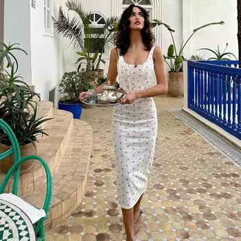 2023Модные подтяжки с принтом, жилет, облегающая юбка-футляр S белый