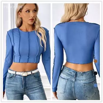 2023Новинка облегающего длинного кроя S синий