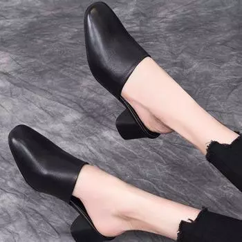 20242024 Новые сексуальные тапочки женские сандалии на квадратном каблуке летние туфли женские шлепанцы 35 чёрный