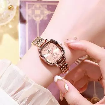 20243 легкие роскошные новые маленькие квадратные часы нишевые женские часы со стальным ремешком модные простые темпераментные водонепроницаемые женские часы