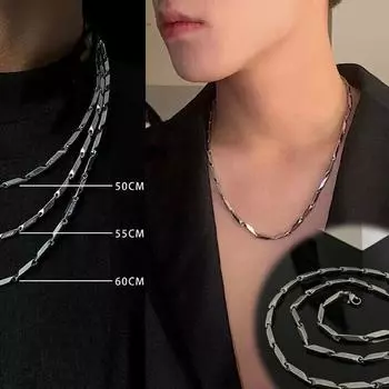 2024 2023 Модное и вечернее ожерелье из европейской и американской титановой стали с бесцветным бриллиантом и бамбуковой цепочкой, мужское легкое роскошное ожерелье с высоким смыслом D