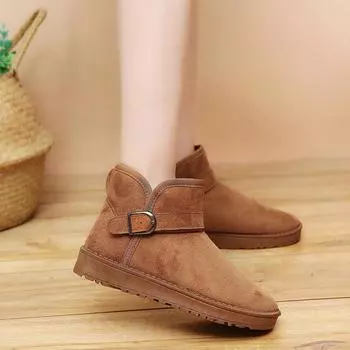 2024 2024 2024 Обувь для женщин зимние плюшевые теплые женские сапоги до середины икры однотонные круглые носки однотонные пряжки на среднем каблуке зимние сапоги 36 серый