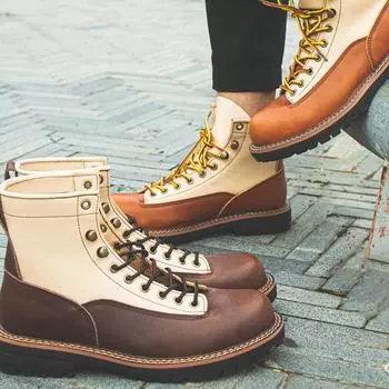 2024 2024 Натуральная кожа Высокие ботинки Мужская кожаная обувь 2024 Мотоциклетные мужские ботильоны Мужская обувь Зимние ковбойские сапоги на шнуровке 39 темно-коричневого