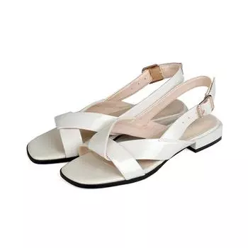 2024 2024 Новые туфли из натуральной кожи для женщин на низком каблуке с квадратным носком, повседневные туфли, летние удобные женские сандалии, черные, бежевые, размер 35-42 35 бежевый