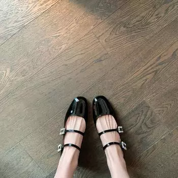 2024 2024 Весна Женские Туфли Мэри Джейн Женские 2024 Квадратный Носок Толстый Высокий Каблук Женские Элегантные Красные Балетки Женские Туфли 35 чёрный