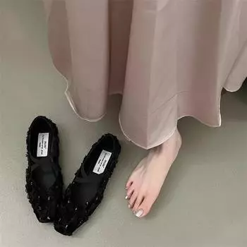 2024 2024 Весна Новые зеленые женские мягкие балетки 2024 Круглый носок Неглубокие туфли Мэри Джейн без застежек Мягкая подошва Уличное платье Балетки 35 хаки