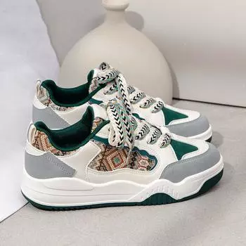 2024 2024 Женская обувь Весна Повседневная Толстая Подошва Дизайнерские Кроссовки Девочки Дышащие Шнуровка Красочные Женские Туфли Женские Кроссовки 35