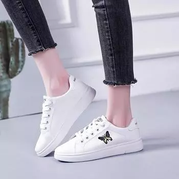 2024 2024 Женские кроссовки для бега Весна Осень 2024 Белые дышащие повседневные кроссовки со шнуровкой и вышитым цветком Zapatos De Mujer 35 белый
