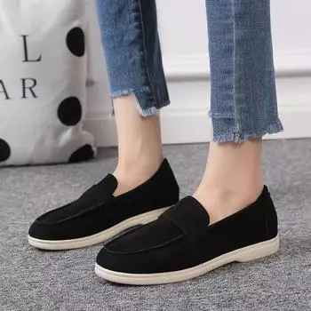 2024 2024 Женские мокасины из искусственной замши на плоской подошве, цвет конфет, слипоны на плоской подошве, черные мокасины, женские туфли-оксфорды больших размеров, Zapatos Mujer 35 коричневый