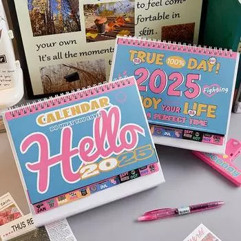 2024-2025 Desk Calendar Creative Home Office Decoration Standing Flip Desktop Calendar Daily Memo Calendar Learning Planner